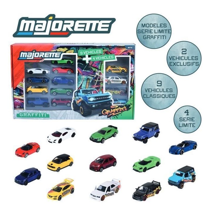 MAJORETTE - Majo SL Set13Pcs Graffiti 9+4 Exclu - des 3 ans MAJORETTE - Majo SL Set13Pcs Graffiti 9+4 Exclu - des 3 ans
