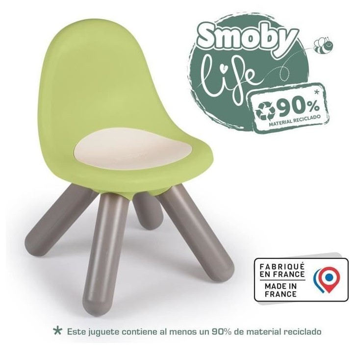 Smoby Life - Chaise enfant vert pomme - Pieds soufflés - Intérieur et Extérieur - Anti-UV Smoby Life - Chaise enfant vert pomme - Pieds soufflés - Intérieur et Extérieur - Anti-UV
