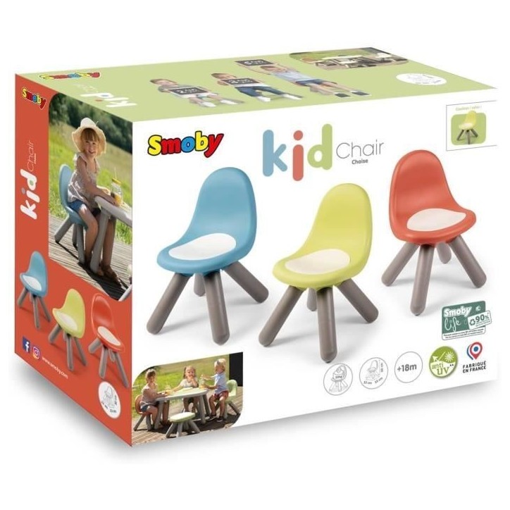 Smoby Life - Chaise enfant vert pomme - Pieds soufflés - Intérieur et Extérieur - Anti-UV Smoby Life - Chaise enfant vert pomme - Pieds soufflés - Intérieur et Extérieur - Anti-UV