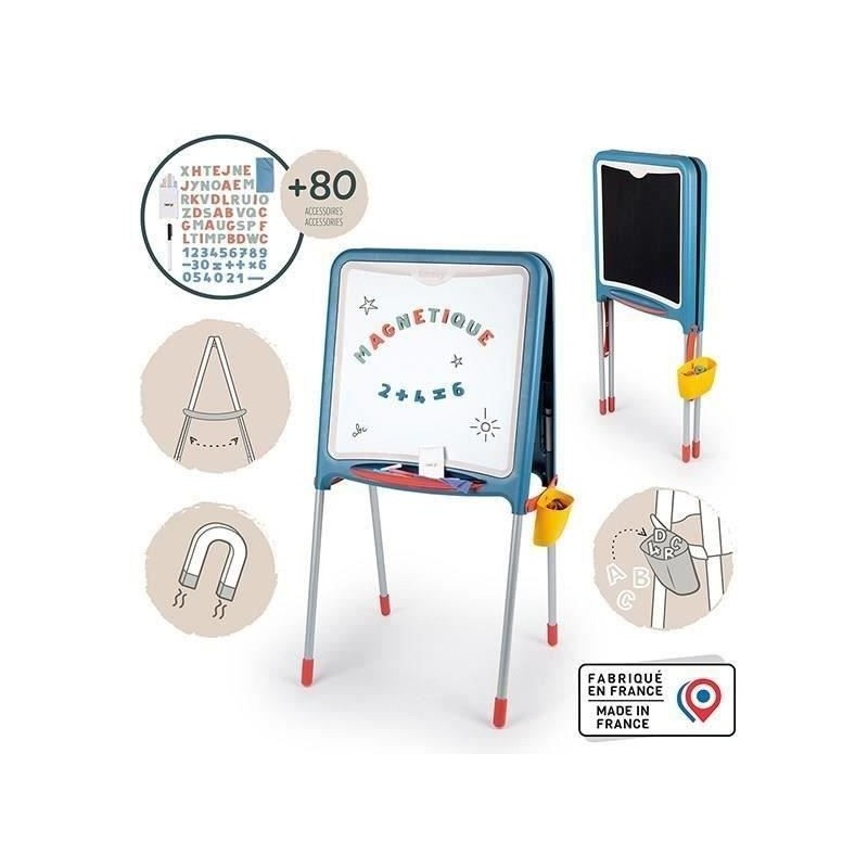 Smoby - Tableau Tubes - Double face magnétique et ardoise - Bac amovi