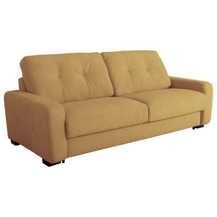 Canapé convertible express - 2/3 places - SOA - Tissu gauffré - Ocre - Matelas 15 cm - 195 x 100 x 91 cm - DUNLOPILLO Canapé convertible express - 2/3 places - SOA - Tissu gauffré - Ocre - Matelas 15 cm - 195 x 100 x 91 cm - DUNLOPILLO