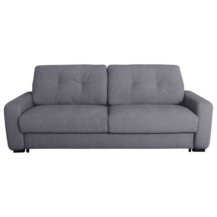 Canapé convertible express - 2/3 places - SOA - Tissu gauffré - Gris souris - Matelas 15 cm - 195 x 100 x 91 cm - DUNLOPILLO