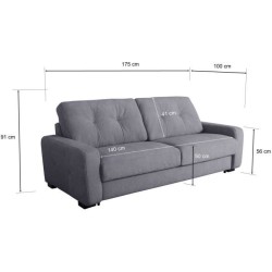 Canapé convertible express - 2/3 places - SOA - Tissu gauffré - Gris