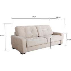 Canapé convertible express - 3 places - SOA - Tissu gauffré - Beige