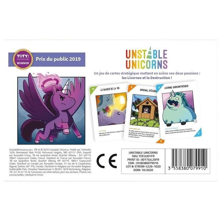 TeeTurtle | Unstable Unicorns | Jeu de société | a partir de 8 ans | 2 a 8 joueurs | 30 a 60 minutes