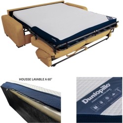 Canapé convertible express - 3 places - SOA - Tissu gauffré - Ocre -