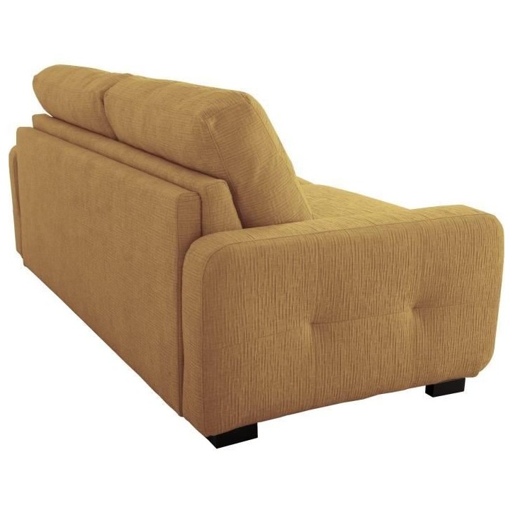 Canapé convertible express - 3 places - SOA - Tissu gauffré - Ocre - Matelas 15 cm - 215 x 100 x 91 cm - DUNLOPILLO