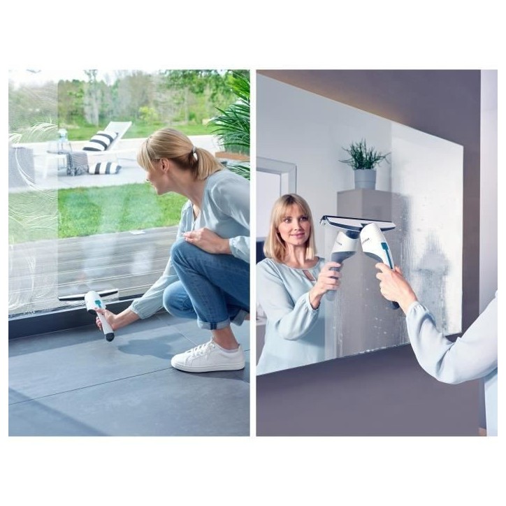 Aspirateur a vitres et salle de bains Leifheit Nemo 51030, lave vitres électrique avec boîtier étanche, autonomie 45 minutes,