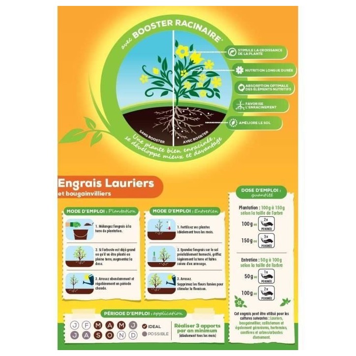 SOLABIOL SOLAURY15 Engrais Lauriers et Bougainvilliers 100% Organique | Action Longue Duree, 1,5 Kg SOLABIOL SOLAURY15 Engrais Lauriers et Bougainvilliers 100% Organique | Action Longue Duree, 1,5 Kg