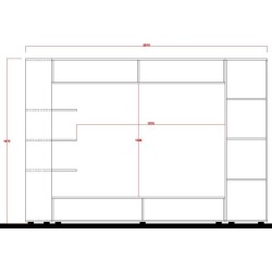 Composition murale TV SIENNA - Laqué blanc et béton - L295 x P30 x H