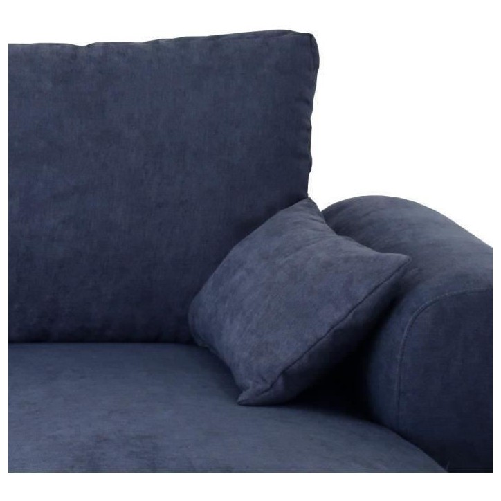 Canapé d'angle convertible réversible MAX - Méridienne avec coffre - Tissu bleu - L 240 x P 143 x H 85 cm