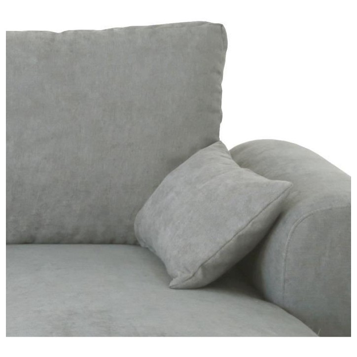Canapé d'angle convertible réversible MAX - Méridienne avec coffre - Tissu gris clair - L 240 x P 143 x H 85 cm