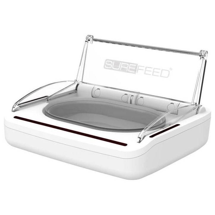 SUREFEED Distributeur de nourriture automatique pour chat anti-odeur - Blanc (Livré avec un bol simple)