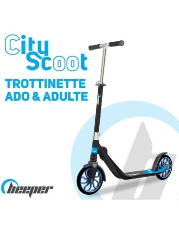 Trottinette mécanique - Beeper City Scoot - Adulte/Ados - Roues 8'' - Suspension avant - Cadre Noir