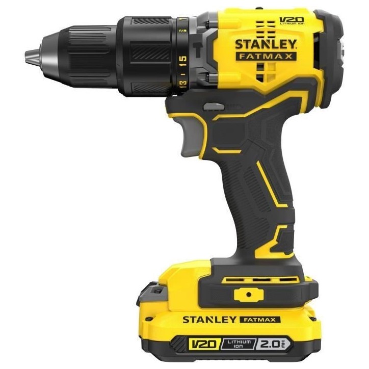 Perceuse visseuse a percussion Brushless 60 Nm - Lithium 18V - 2 Batteries 2Ah - STANLEY FATMAX V20 - SFMCD715D2K-QW