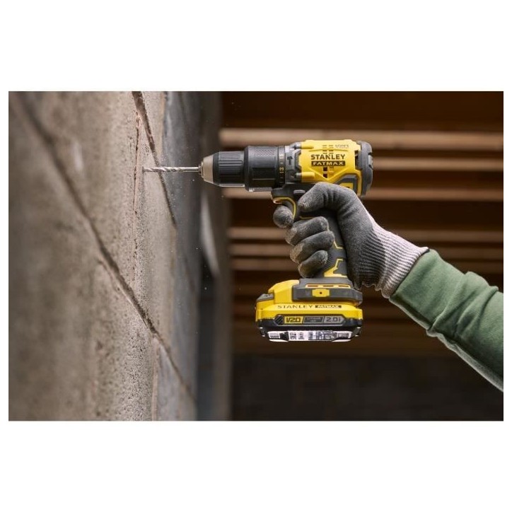 Perceuse visseuse a percussion Brushless 60 Nm - Lithium 18V - 2 Batteries 2Ah - STANLEY FATMAX V20 - SFMCD715D2K-QW