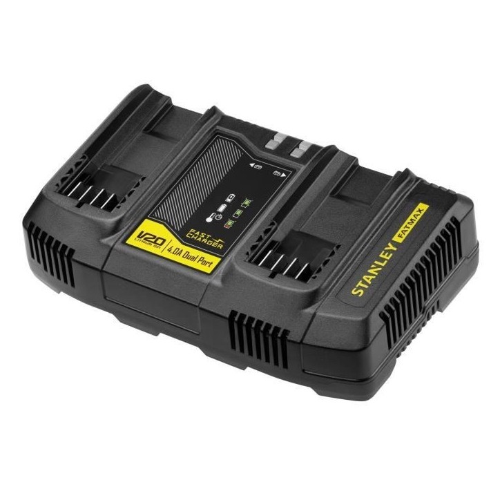 Double chargeur 18V 4A - Stanley Fatmax - Compatible avec toutes les batteries de la Gamme V20 - SFMCB24-QW Double chargeur 18V 4A - Stanley Fatmax - Compatible avec toutes les batteries de la Gamme V20 - SFMCB24-QW