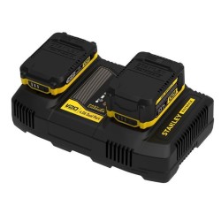Double chargeur 18V 4A - Stanley Fatmax - Compatible avec toutes les b