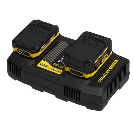 Double chargeur 18V 4A - Stanley Fatmax - Compatible avec toutes les batteries de la Gamme V20 - SFMCB24-QW