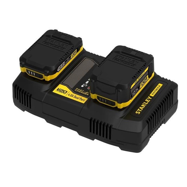 Double chargeur 18V 4A - Stanley Fatmax - Compatible avec toutes les batteries de la Gamme V20 - SFMCB24-QW Double chargeur 18V 4A - Stanley Fatmax - Compatible avec toutes les batteries de la Gamme V20 - SFMCB24-QW
