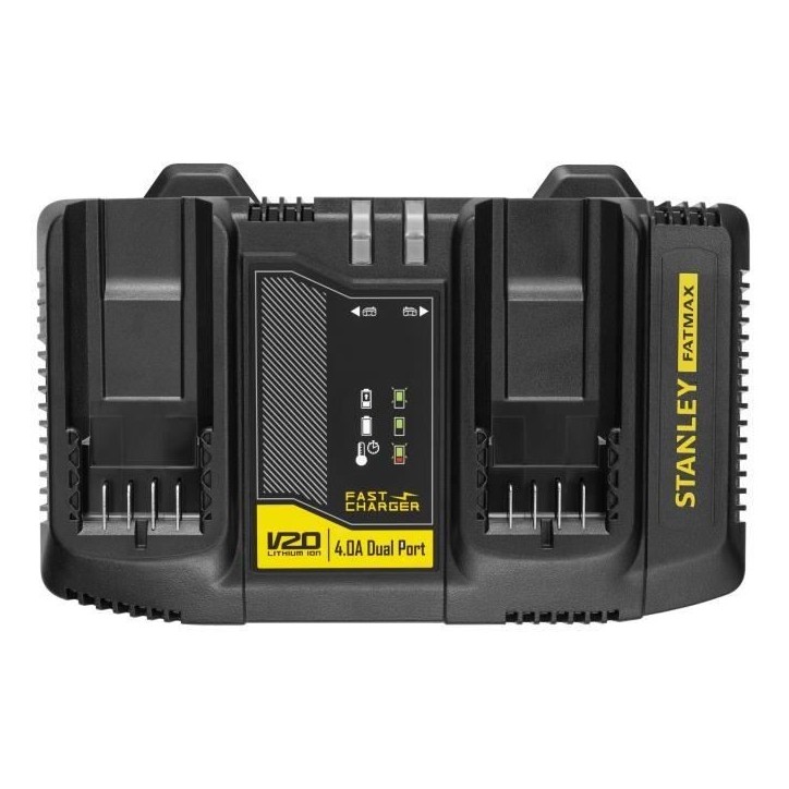 Double chargeur 18V 4A - Stanley Fatmax - Compatible avec toutes les batteries de la Gamme V20 - SFMCB24-QW Double chargeur 18V 4A - Stanley Fatmax - Compatible avec toutes les batteries de la Gamme V20 - SFMCB24-QW