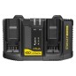 Double chargeur 18V 4A - Stanley Fatmax - Compatible avec toutes les batteries de la Gamme V20 - SFMCB24-QW
