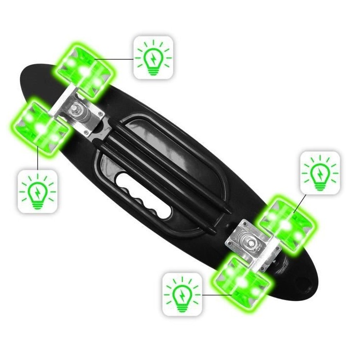 STAMP Skateboard 24 x 7 SKIDS CONTROL avec poignée et roues lumineuses STAMP Skateboard 24 x 7 SKIDS CONTROL avec poignée et roues lumineuses
