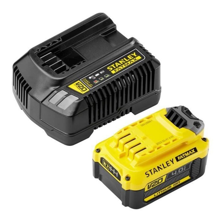 Chargeur 18V 4A - Stanley Fatmax - Compatible avec toutes les batteries de la Gamme V20 - SFMCB14-QW Chargeur 18V 4A - Stanley Fatmax - Compatible avec toutes les batteries de la Gamme V20 - SFMCB14-QW