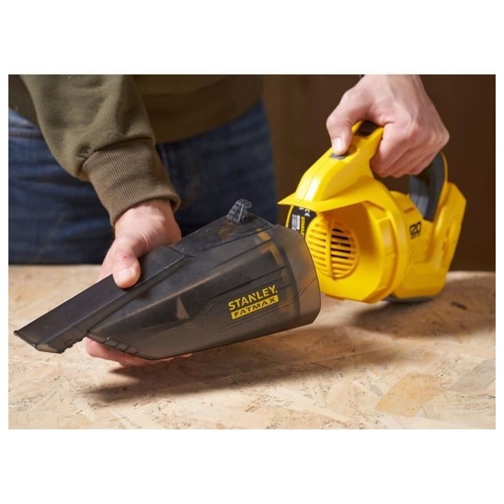 Aspirateur a main sans fil - Stanley Fatmax - SFMCVH001B-XJ - 18V - sans sac - Sans batterie Aspirateur a main sans fil - Stanley Fatmax - SFMCVH001B-XJ - 18V - sans sac - Sans batterie