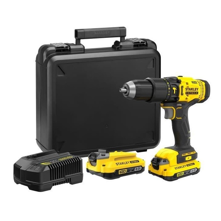Perceuse visseuse a percussion 50 Nm - Lithium 18V - 2 Batteries 2Ah - STANLEY FATMAX V20 - SFMCD711D22-QW Perceuse visseuse a percussion 50 Nm - Lithium 18V - 2 Batteries 2Ah - STANLEY FATMAX V20 - SFMCD711D22-QW