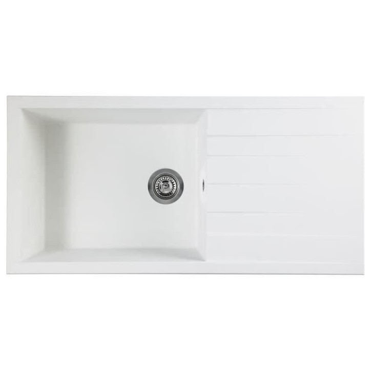 STRADOUR Evier a encastrer CUBE, en SMC BLANC UNI - 17, 1 bac, dim. 100 * 50 cm, vidage manuel STRADOUR Evier a encastrer CUBE, en SMC BLANC UNI - 17, 1 bac, dim. 100 * 50 cm, vidage manuel