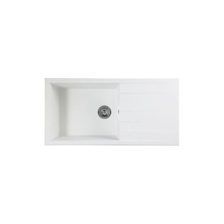 STRADOUR Evier a encastrer CUBE, en SMC BLANC UNI - 17, 1 bac, dim. 100 * 50 cm, vidage manuel STRADOUR Evier a encastrer CUBE, en SMC BLANC UNI - 17, 1 bac, dim. 100 * 50 cm, vidage manuel