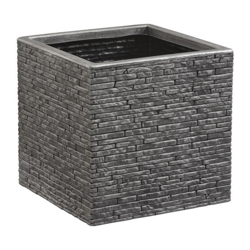 Pot de fleur - STRATA - L - Carré - Slate - 38cm SQ x 39cm H - Couleu