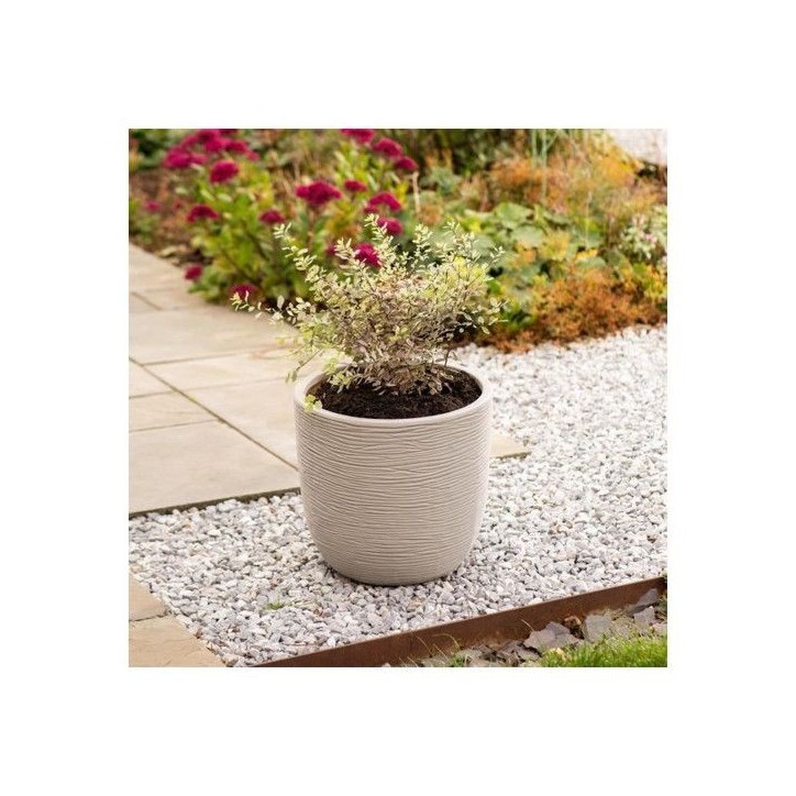 Pot de fleur - STRATA - L - Rond - Amalfi - Ø 42.5cm x 40cm H - Couleur Pierre Pot de fleur - STRATA - L - Rond - Amalfi - Ø 42.5cm x 40cm H - Couleur Pierre