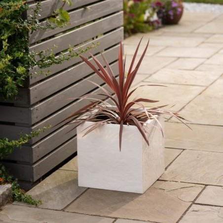 Pot de fleur - STRATA - L - Carré - Riven - Ø 38.5cm x 46.5cm H - Couleur pierre