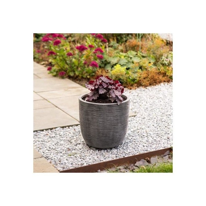 Pot de fleur - STRATA - L - Rond - Amalfi - Ø 42.5cm x 40cm H - Couleur Etain Pot de fleur - STRATA - L - Rond - Amalfi - Ø 42.5cm x 40cm H - Couleur Etain