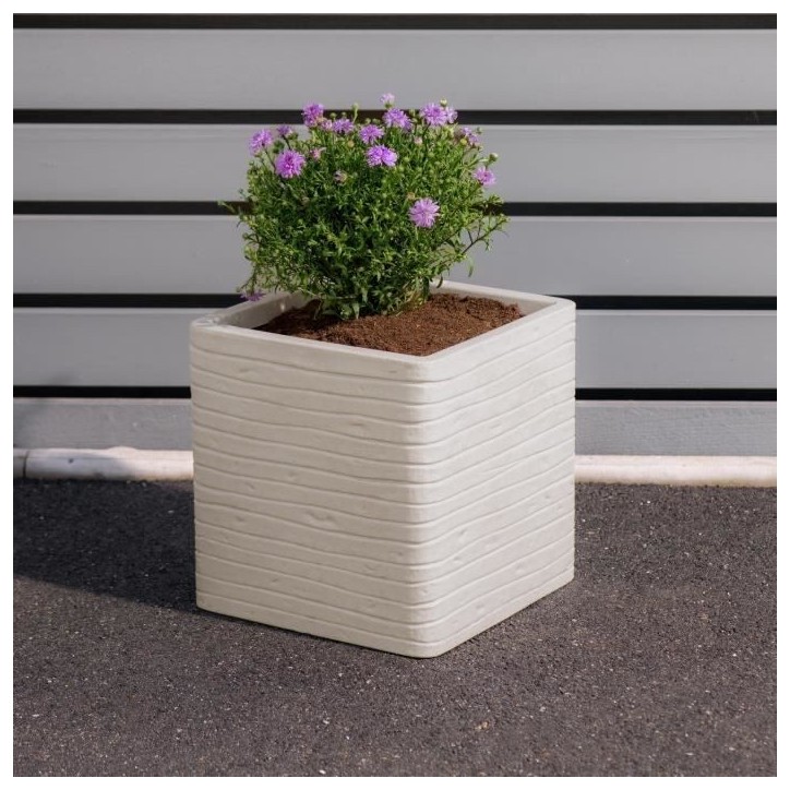 Pot de fleur - STRATA - Carré - Banbury - Ø 30.5cm x 30cm H - Couleur pierre Pot de fleur - STRATA - Carré - Banbury - Ø 30.5cm x 30cm H - Couleur pierre