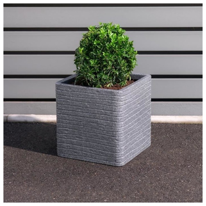 Pot de fleur - STRATA - Carré - Banbury - Ø 30.5cm x 30cm H - Couleur cendres Pot de fleur - STRATA - Carré - Banbury - Ø 30.5cm x 30cm H - Couleur cendres
