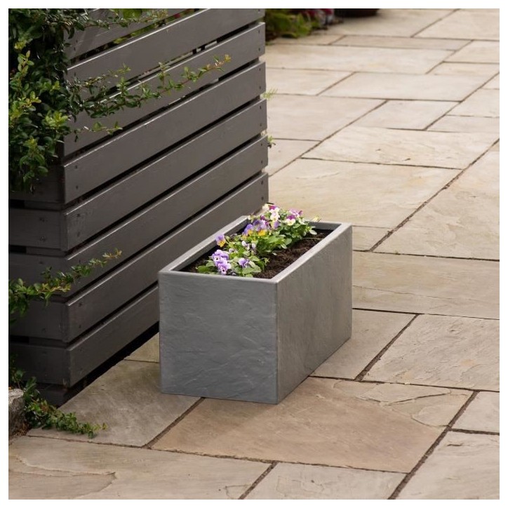 Pot de fleur - STRATA - Riven trough - Ø 38.5cm x 17.5cm H x 46.5cm L - Couleur cendres Pot de fleur - STRATA - Riven trough - Ø 38.5cm x 17.5cm H x 46.5cm L - Couleur cendres