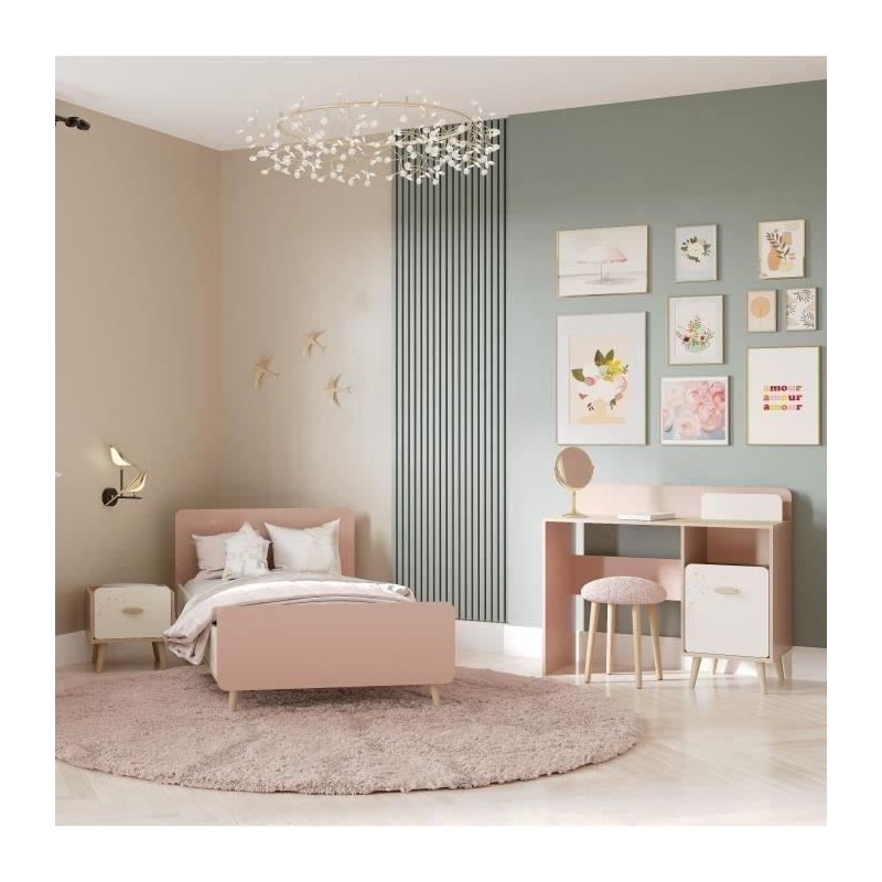 Chambre complete enfant - SUZIE - Lit 90 x 190 cm / Chevet / Bureau - Chambre complete enfant - SUZIE - Lit 90 x 190 cm / Chevet / Bureau -