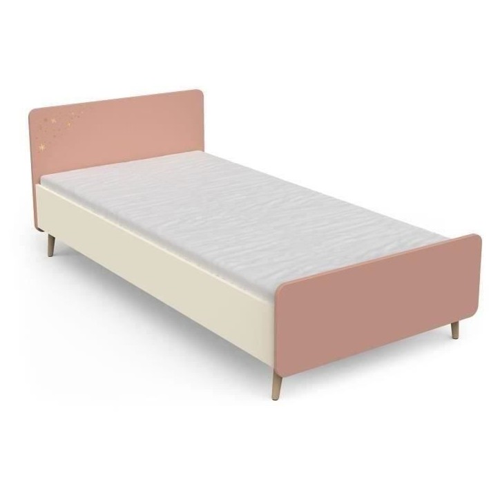 Chambre complete enfant - SUZIE - Lit 90 x 190 cm / Chevet / Bureau - Chene / Abricot - DEMEYERE