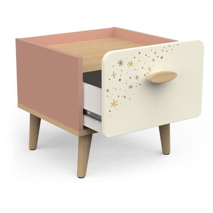 Chambre complete enfant - SUZIE - Lit 90 x 190 cm / Chevet / Bureau - Chene / Abricot - DEMEYERE