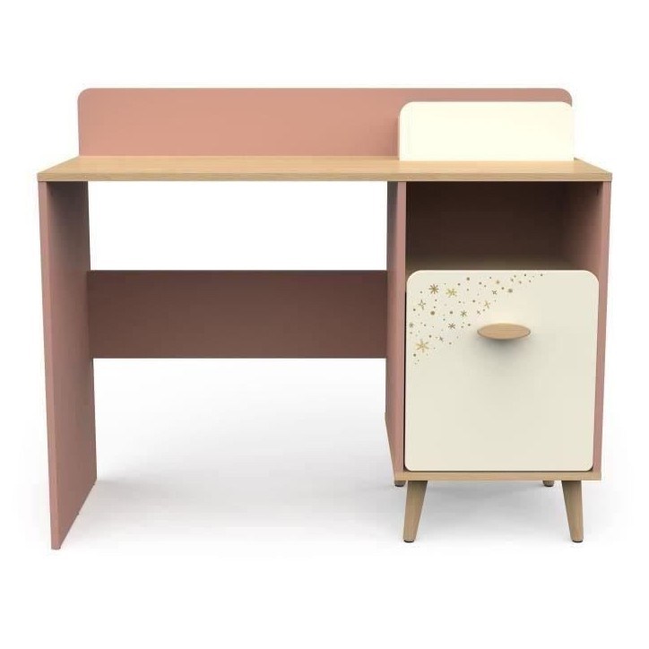 Chambre complete enfant - SUZIE - Lit 90 x 190 cm / Chevet / Bureau - Chene / Abricot - DEMEYERE