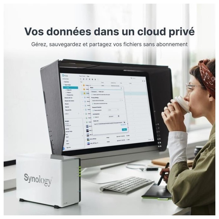 Serveur NAS - SYNOLOGY - DS223J - 2 baies - SATA 6Gb/s - RAID 1 - RAM 1 Go Serveur NAS - SYNOLOGY - DS223J - 2 baies - SATA 6Gb/s - RAID 1 - RAM 1 Go