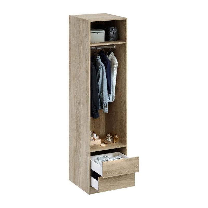 Dressing - Chene - 2 tiroirs - 2 étageres - 1 tringle - 50 x 57 x 200 Dressing - Chene - 2 tiroirs - 2 étageres - 1 tringle - 50 x 57 x 200