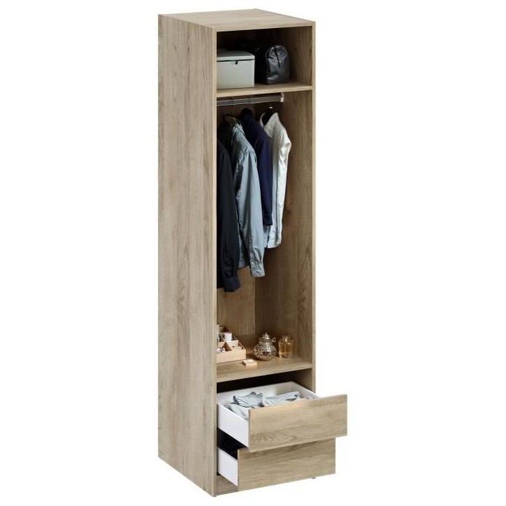 Dressing - Chene - 2 tiroirs - 2 étageres - 1 tringle - 50 x 57 x 200 cm Dressing - Chene - 2 tiroirs - 2 étageres - 1 tringle - 50 x 57 x 200 cm