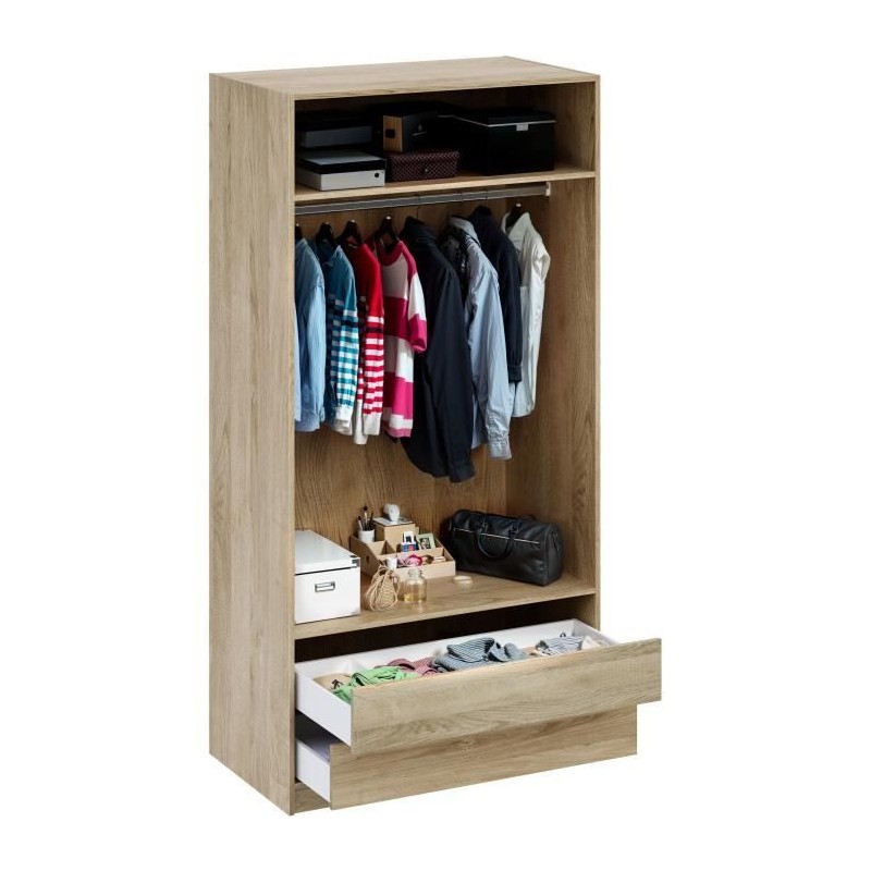 Dressing - Chene - 2 tiroirs - 2 étageres - 1 tringle - 100 x 57 x 20 Dressing - Chene - 2 tiroirs - 2 étageres - 1 tringle - 100 x 57 x 20