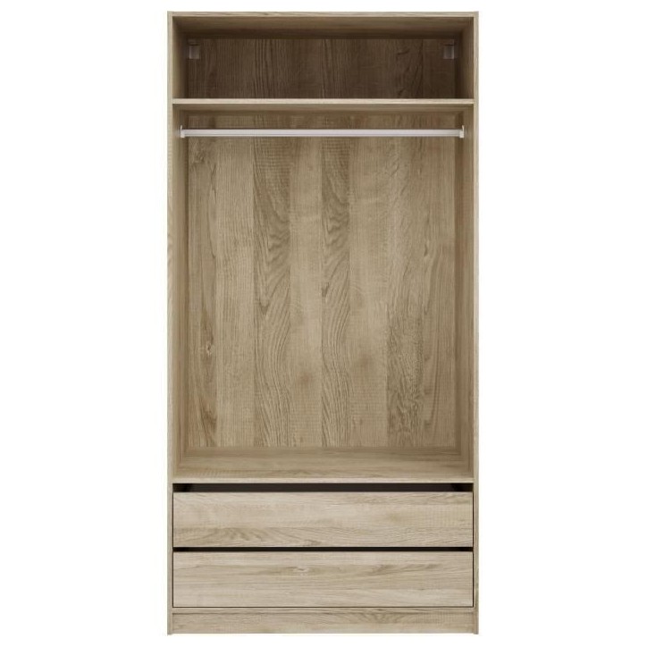Dressing - Chene - 2 tiroirs - 2 étageres - 1 tringle - 100 x 57 x 200 cm
