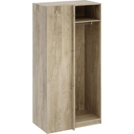 Module armoire d'angle - Chene - 3 étageres - 1 tringle a vetements -