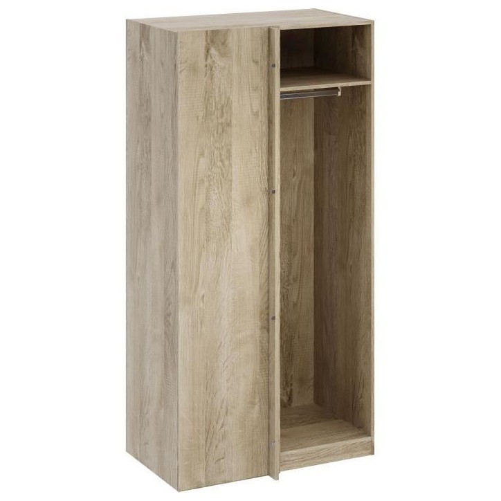 Module armoire d'angle - Chene - 3 étageres - 1 tringle a vetements - 100 x 66 x 200 cm Module armoire d'angle - Chene - 3 étageres - 1 tringle a vetements - 100 x 66 x 200 cm